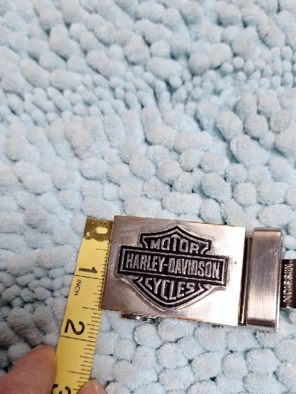 Harley-Davidson Silver Tone Belt Buckle with Black Logo